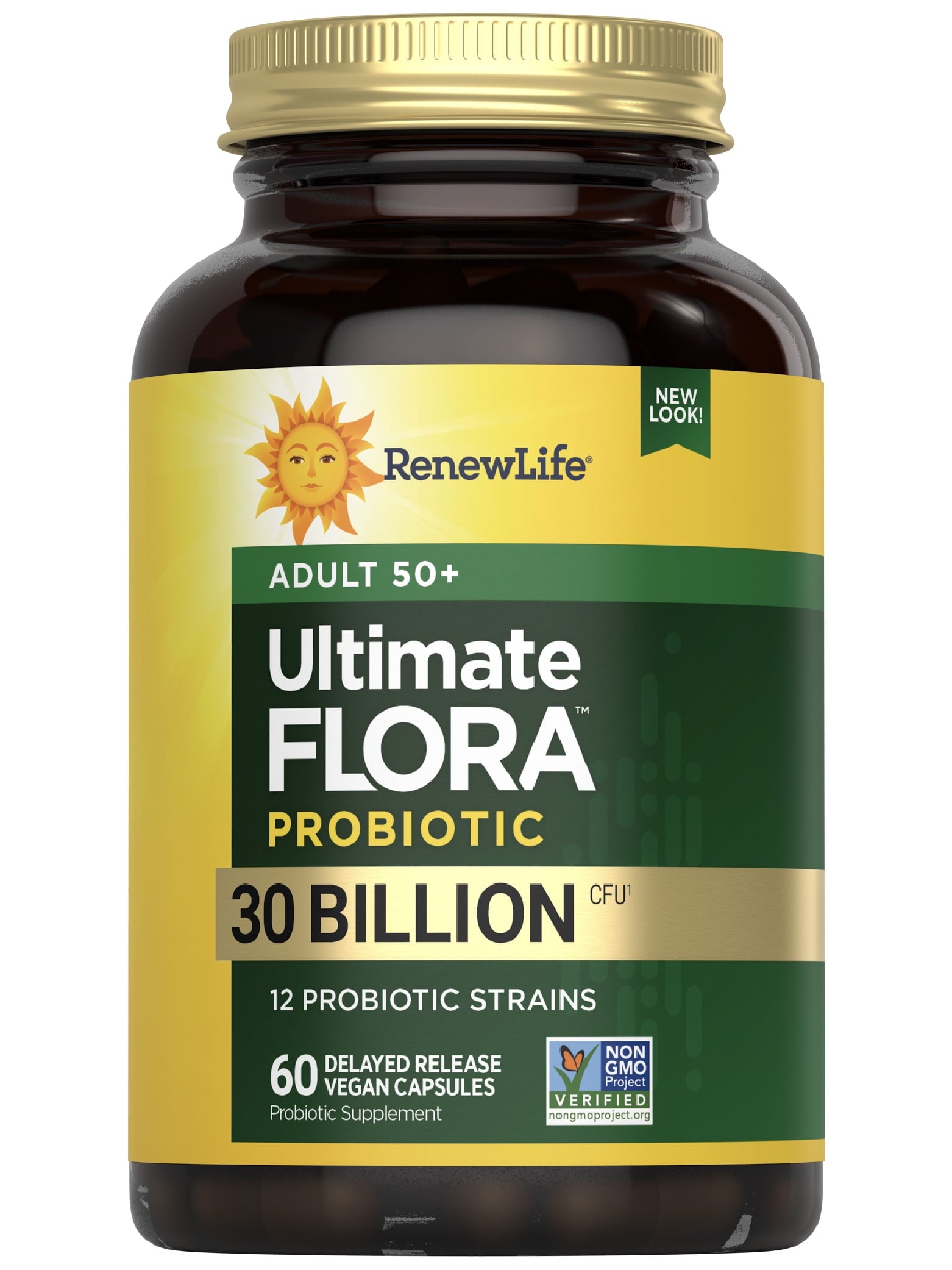 Ultimate Flora 50 Plus Probiotics | 30 Billion CFU | 60 Vegan Capsules | by Renew Life