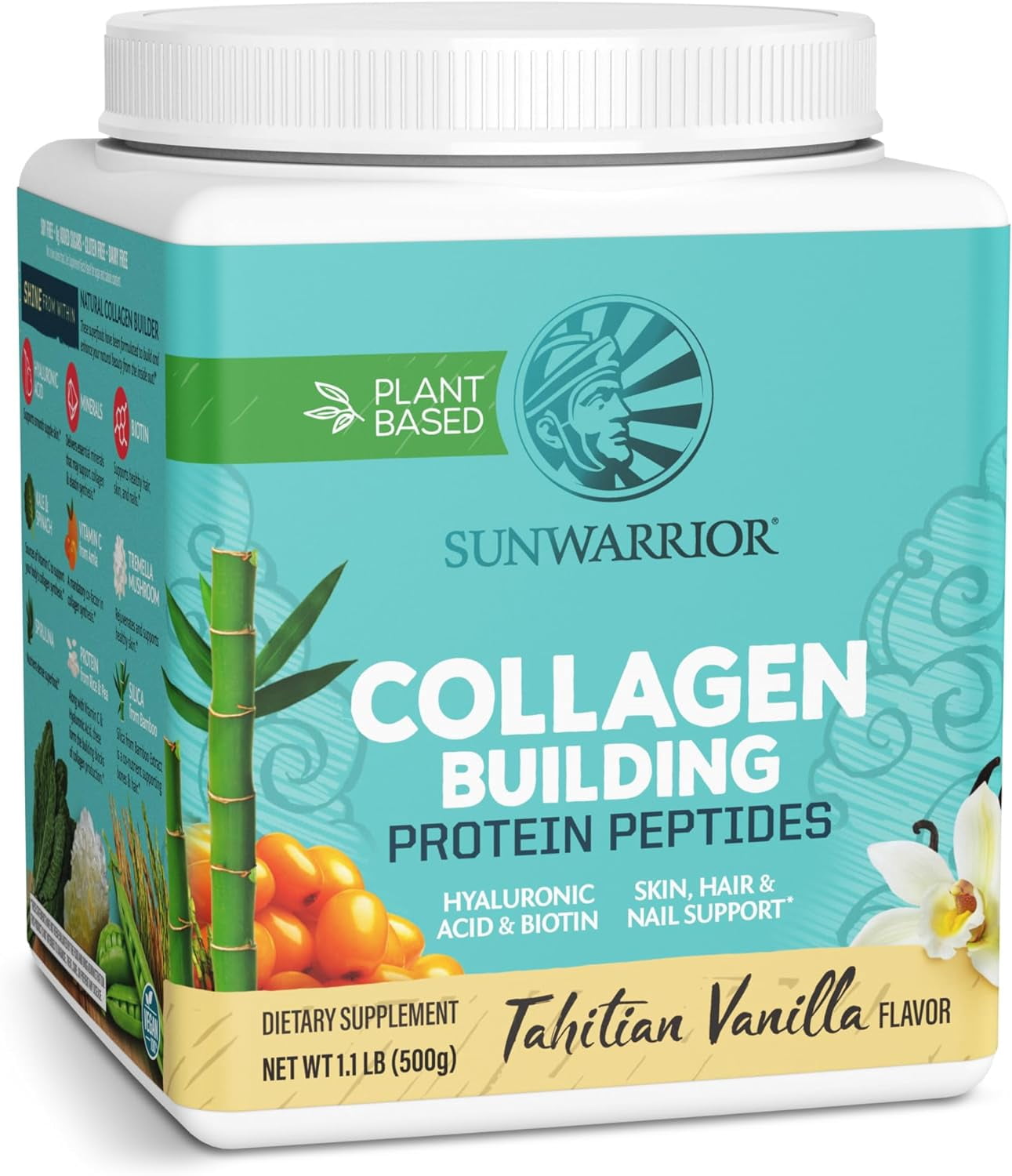 Sunwarrior Vegan Collagen Vanilla Protein Powder with Biotin &amp; Hyaluronic Acid 20 Servings