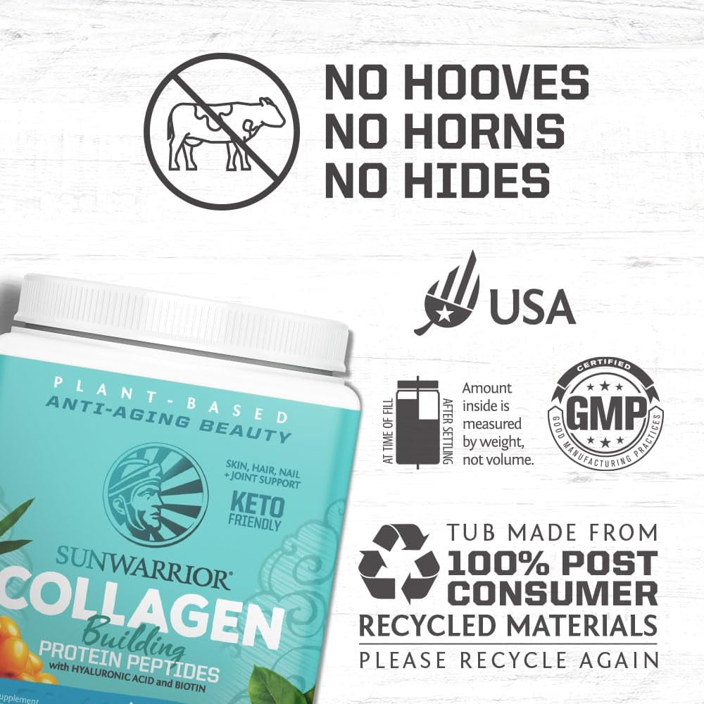 Sunwarrior Vegan Collagen Vanilla Protein Powder with Biotin &amp; Hyaluronic Acid 20 Servings