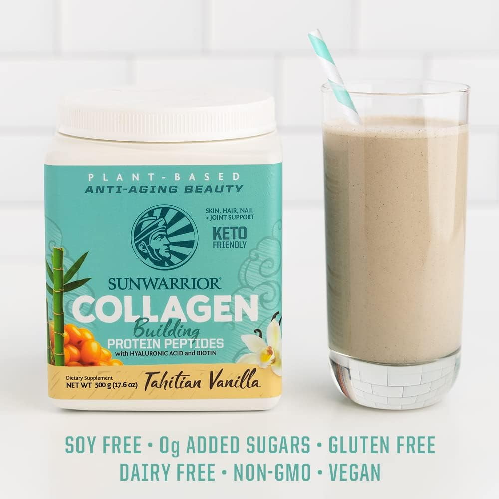 Sunwarrior Vegan Collagen Vanilla Protein Powder with Biotin &amp; Hyaluronic Acid 20 Servings
