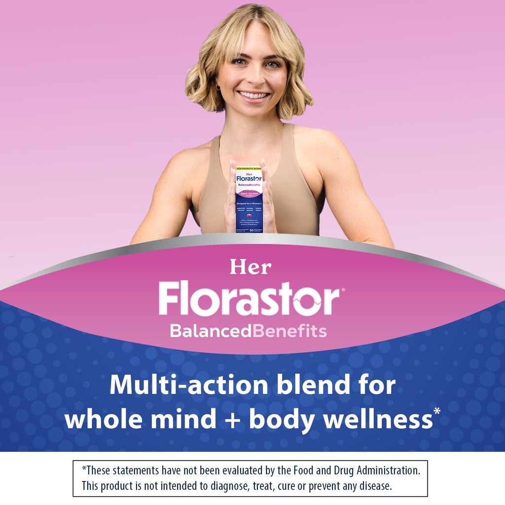 Florastor Her Digest and De-Stress Women's Probiotic and Stress Relief Supplement