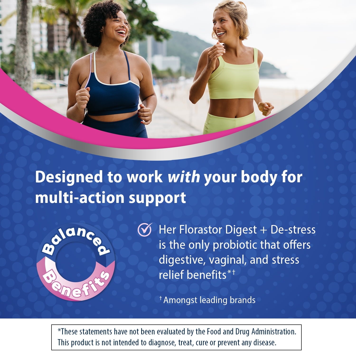 Florastor Her Digest and De-Stress Women's Probiotic and Stress Relief Supplement
