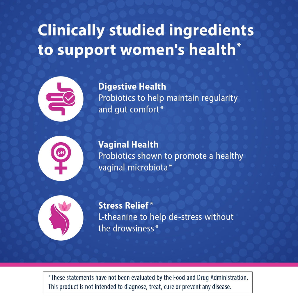 Florastor Her Digest and De-Stress Women's Probiotic and Stress Relief Supplement