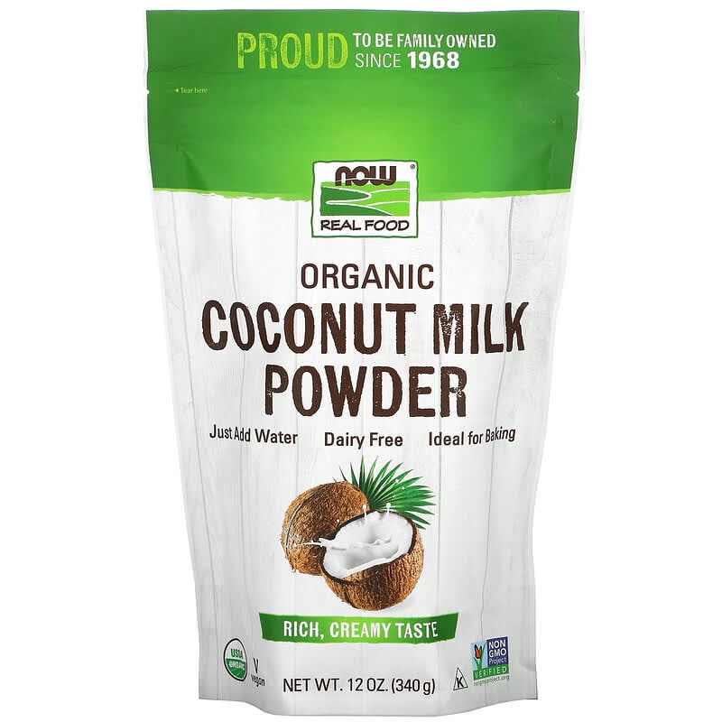NOW Foods, Real Food, Organic Coconut Milk Powder, 12 oz Pack of 4