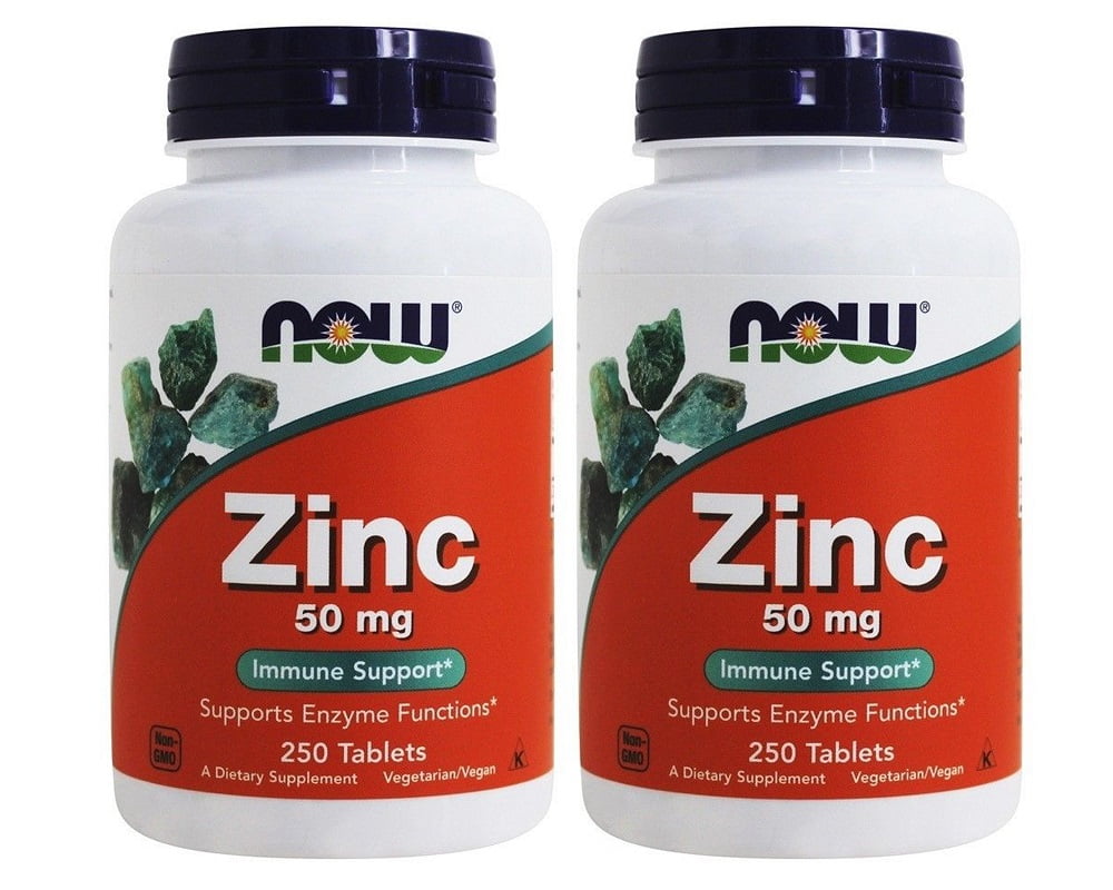 Now Foods Zinc Gluconate 50mg, 250-tablets (2 Pack)