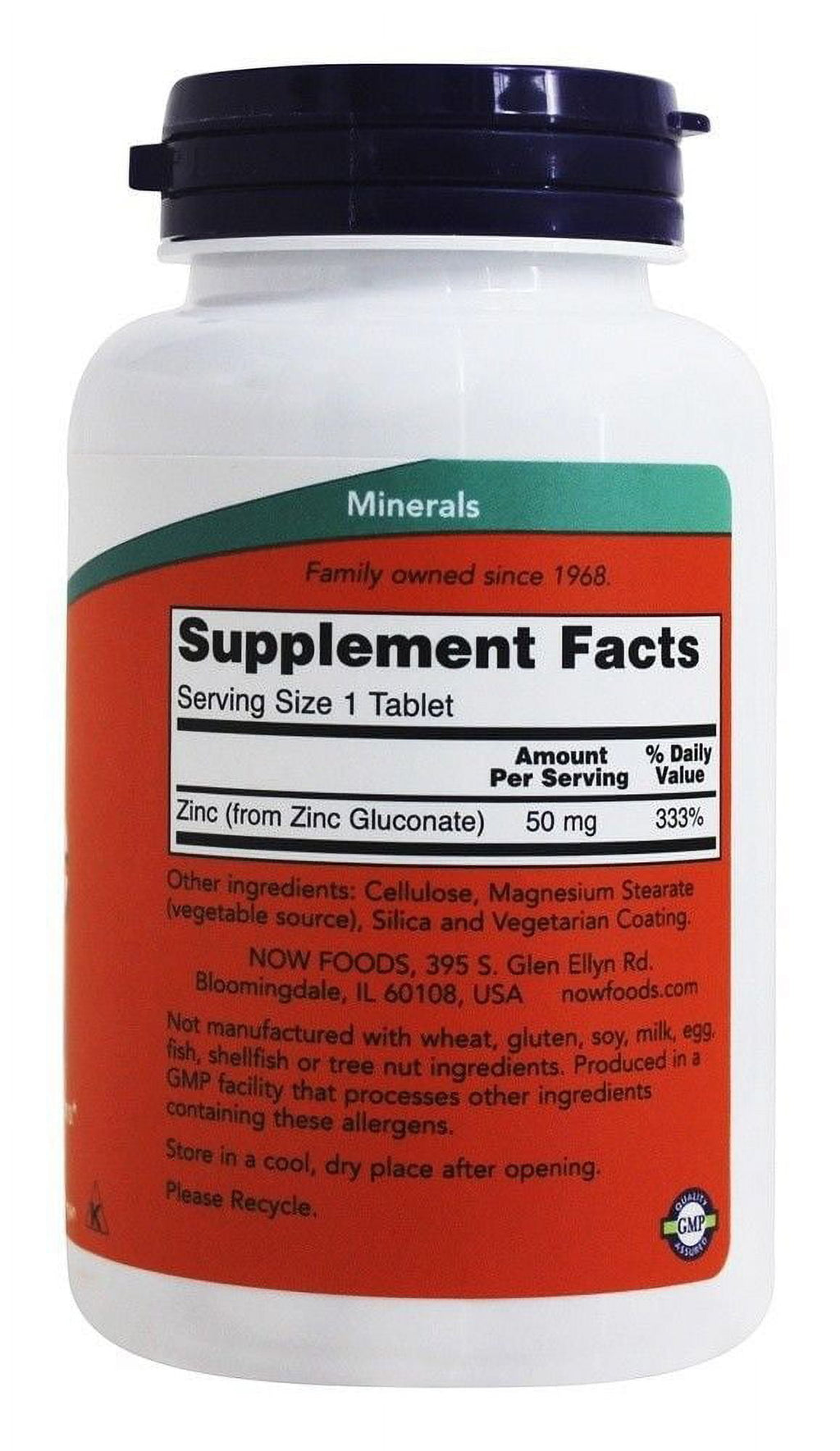 Now Foods Zinc Gluconate 50mg, 250-tablets (2 Pack)