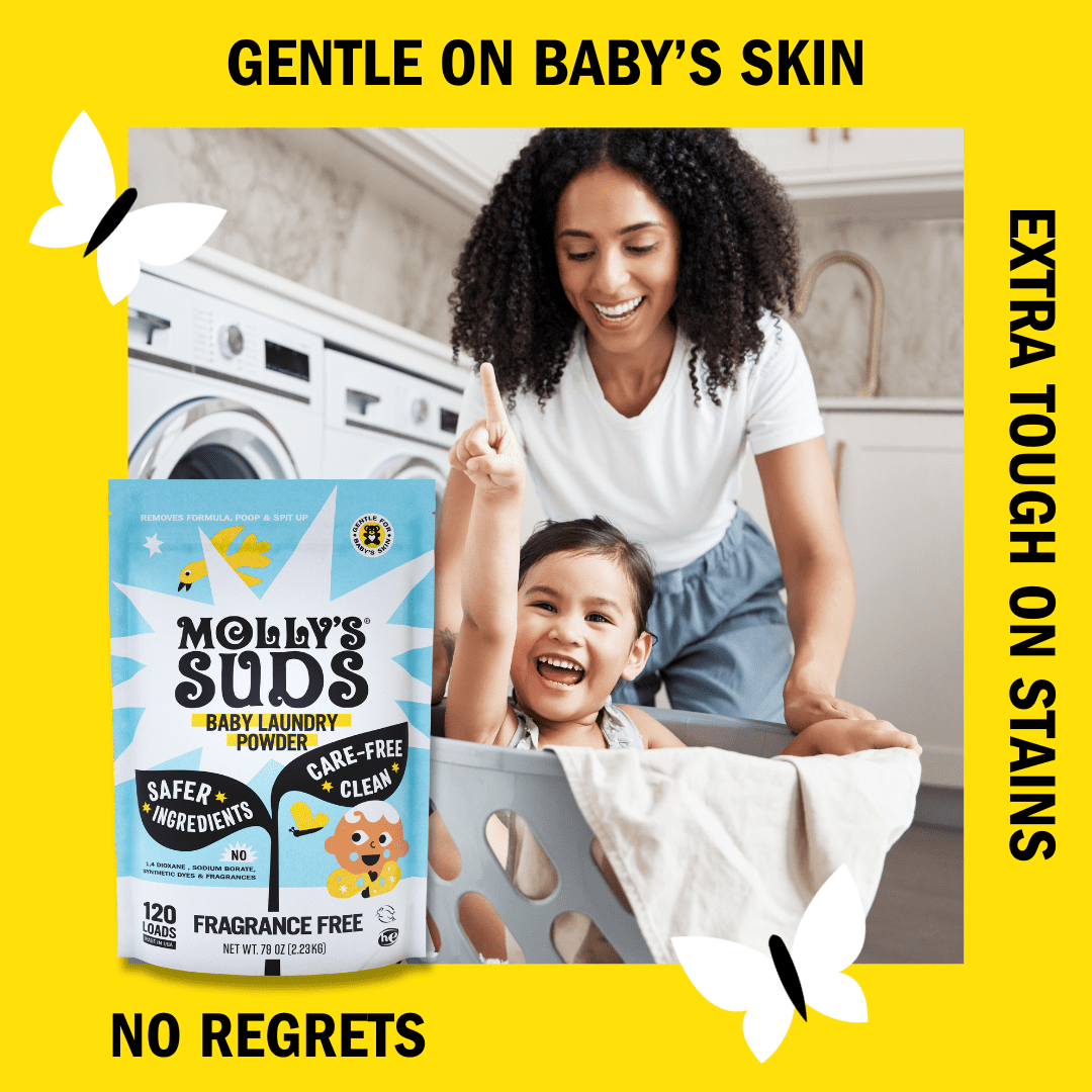 Molly's Suds Baby Laundry Detergent Powder | Removes Formula, Poop &amp; Spit-Up Stains (Fragrance Free)