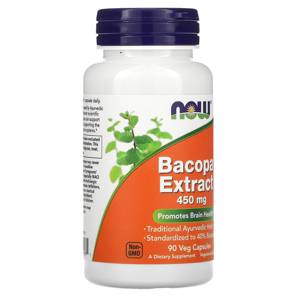 NOW Foods Bacopa Extract, 450 mg, 90 Veg Capsules