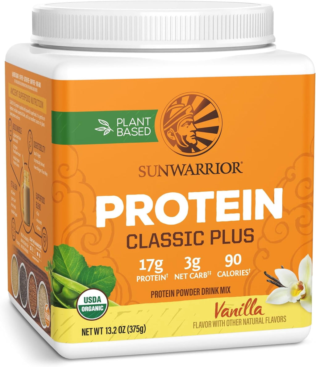 Sunwarrior Classic Plus Protein Natural Organic Vegan Protein Powder with BCAA 375g