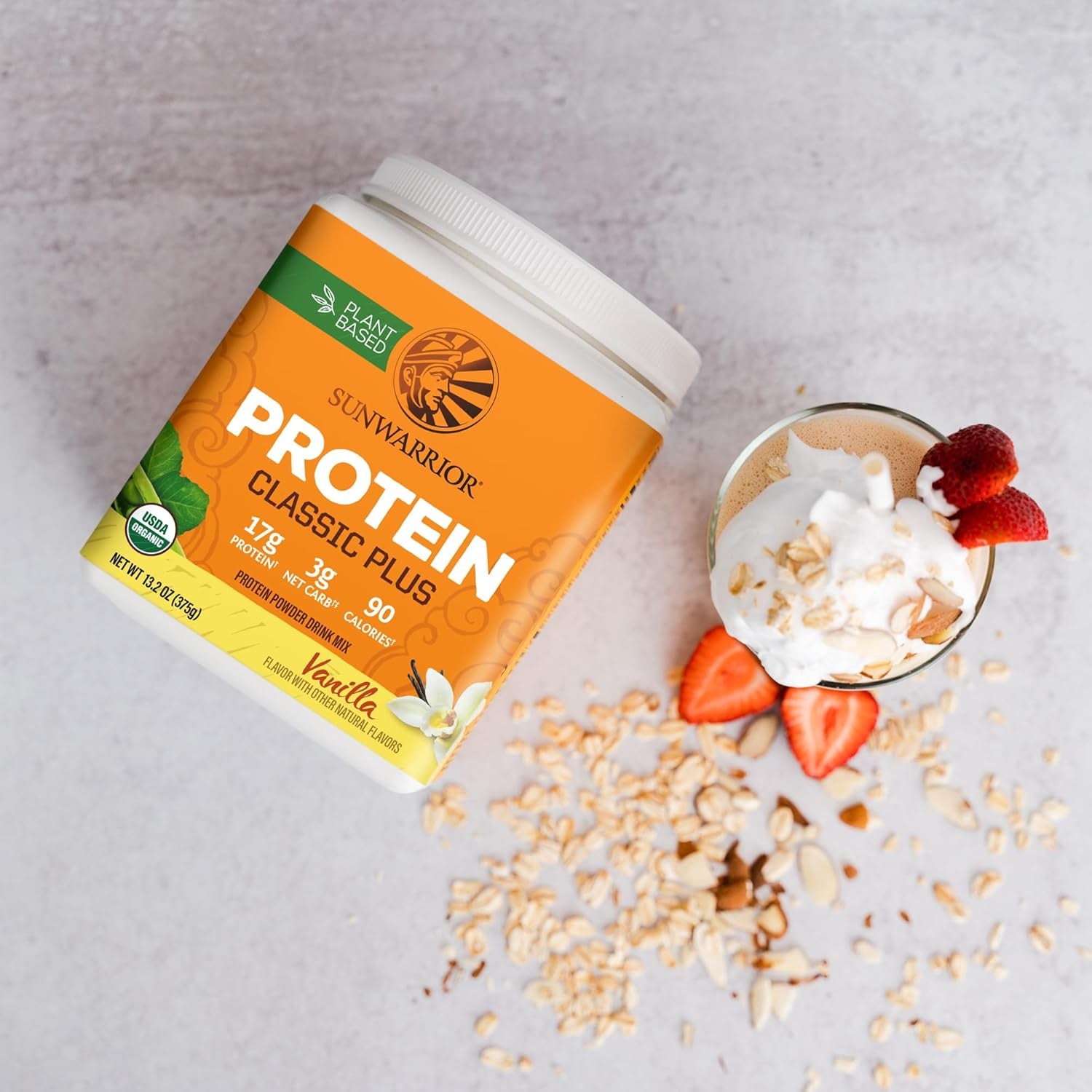 Sunwarrior Classic Plus Protein Natural Organic Vegan Protein Powder with BCAA 375g