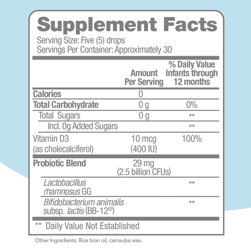Culturelle Baby Digestive Support Probiotic + Vitamin D Drops Supplement, Immunity &amp; Digestion Support for Infants 0-12 Months, 30 Servings