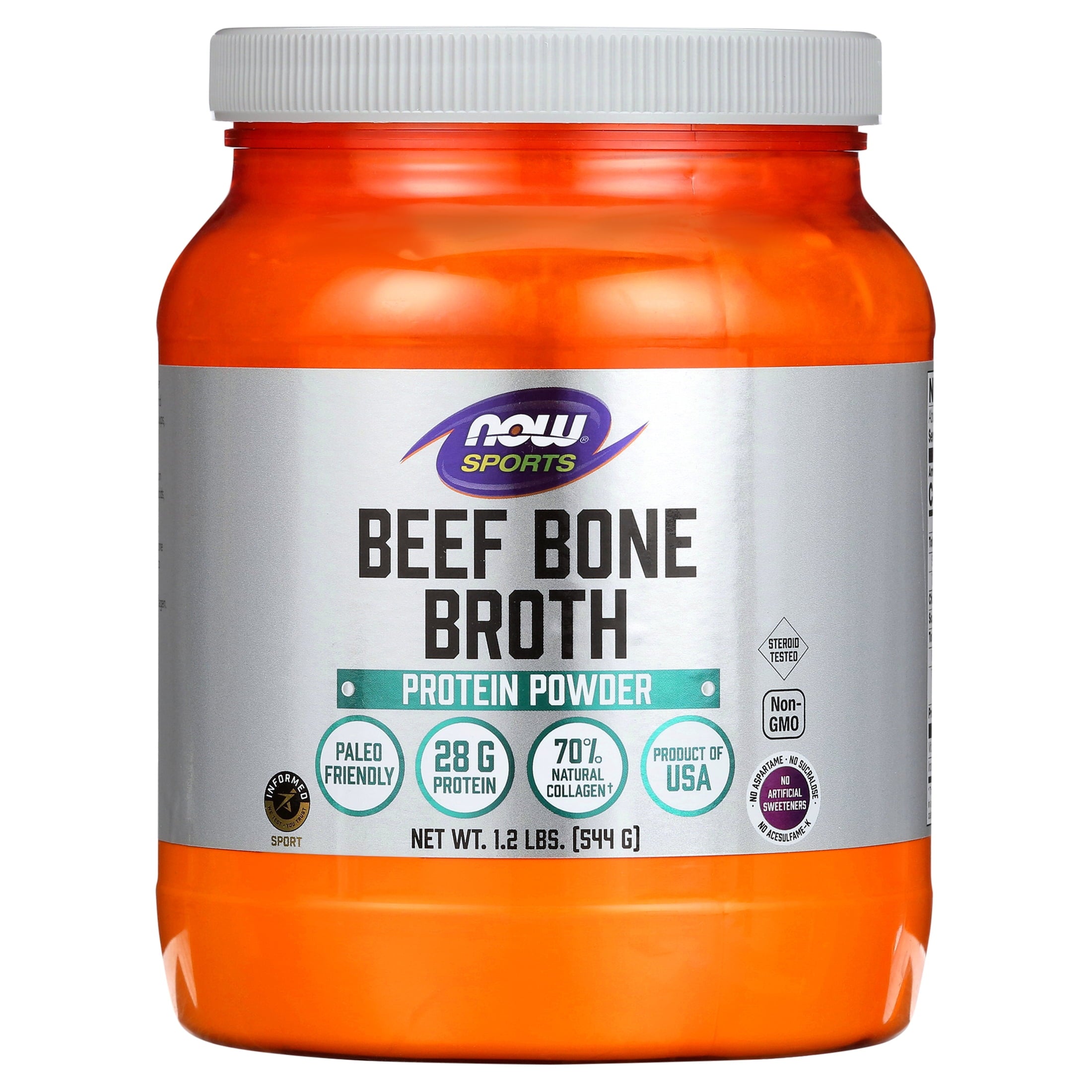 Now Foods, Sports, Beef Bone Broth, Protein Powder , 1.2 lbs (544 g)