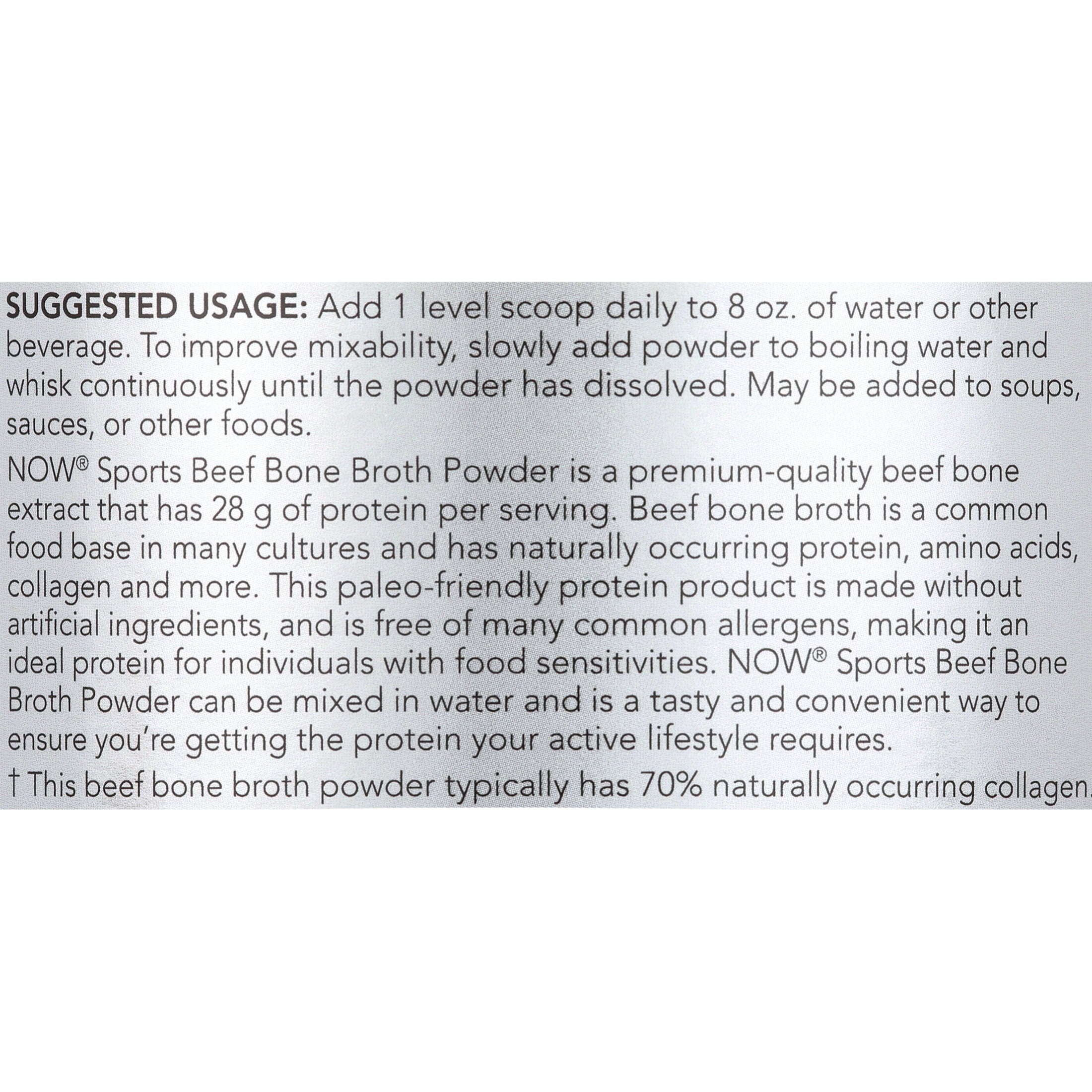 Now Foods, Sports, Beef Bone Broth, Protein Powder , 1.2 lbs (544 g)
