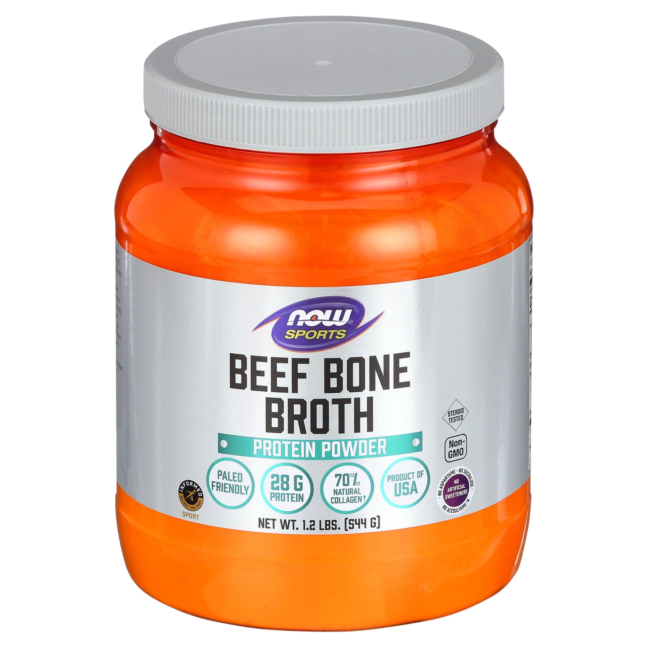 Now Foods, Sports, Beef Bone Broth, Protein Powder , 1.2 lbs (544 g)