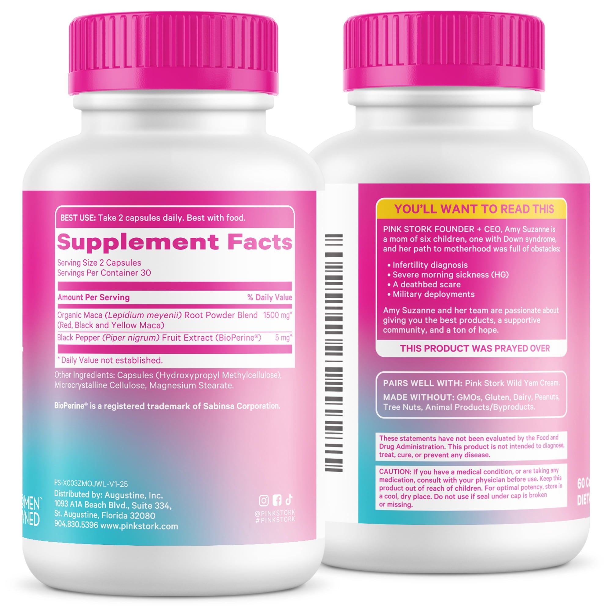 Pink Stork Organic Maca Root Capsules, Gluten-Free, 60 Ct