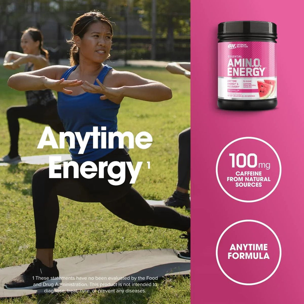 Optimum Nutrition Amino Energy Pre Workout + Essential Amino Acids Powder, Watermelon, 65 Servings