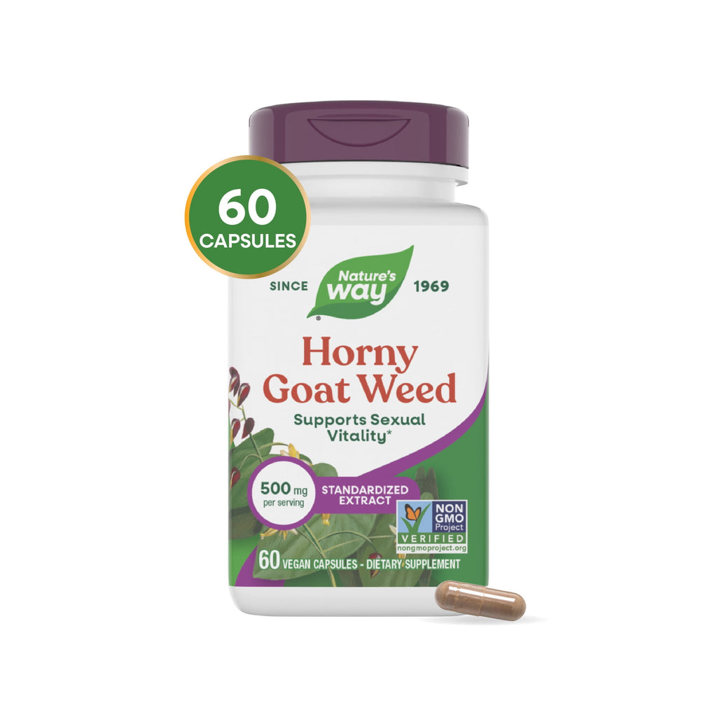 Nature's Way Horny Goat Weed Capsules, Premium Extract, Supports Sexual Vitality*, Unisex, 60ct