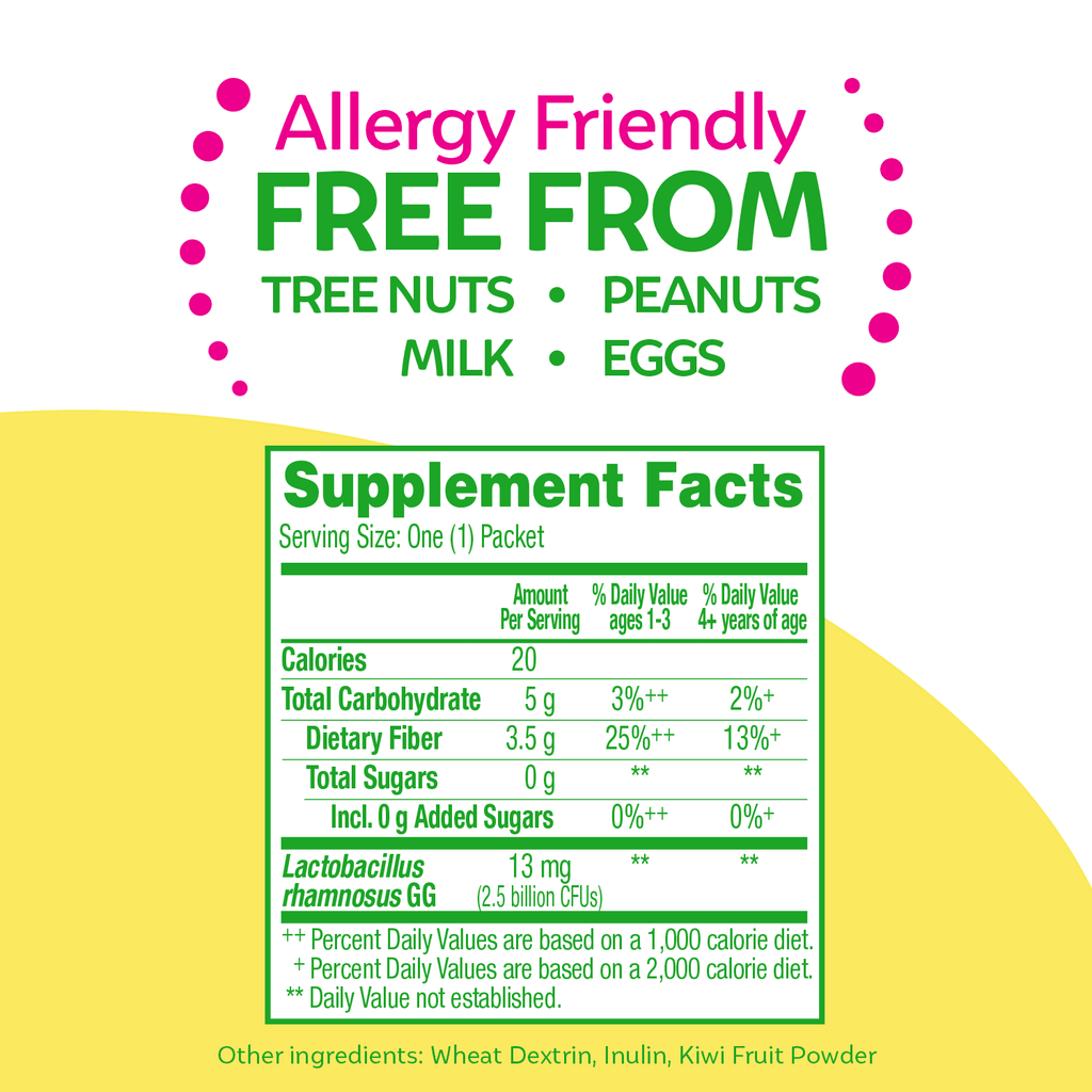 Culturelle Probiotics Kids Probiotic + Fiber Daily Ready-to-Mix Supplement, Digestive Regularity Support for Children, No Flavor Added, 60 Packets