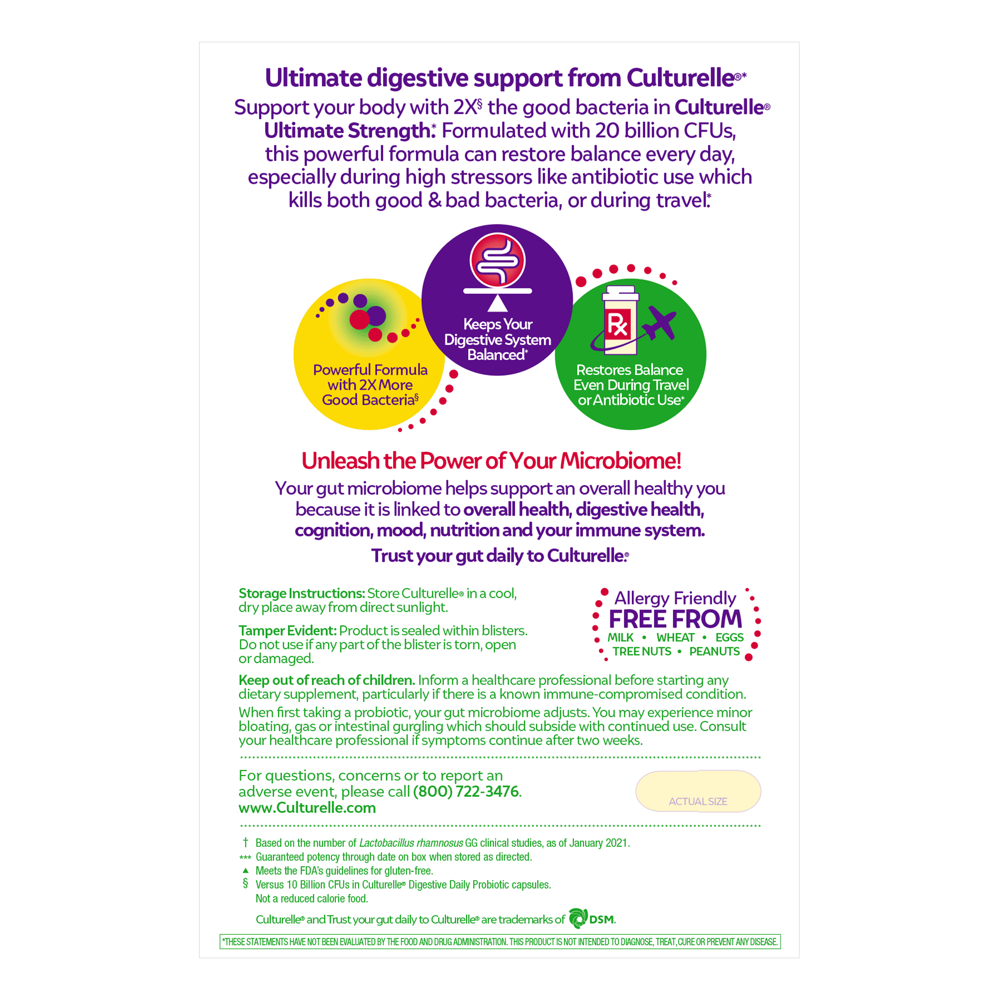 Culturelle Probiotics Ultimate Strength Probiotic Supplement, Balances Digestive &amp; Gut Health for Adults, 20 Count