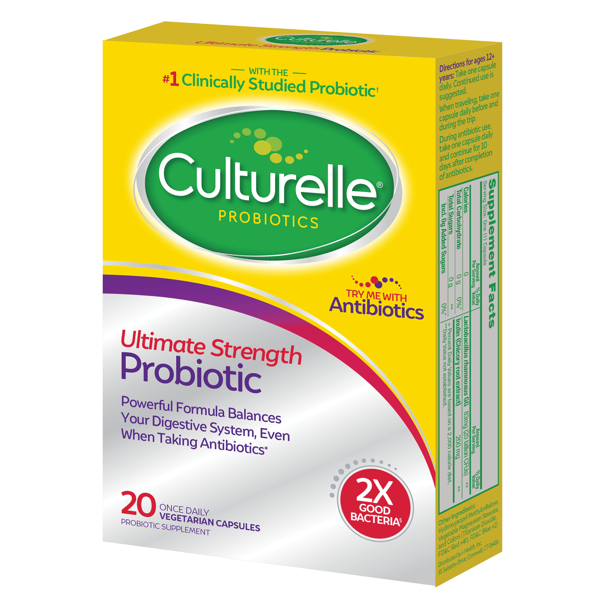Culturelle Probiotics Ultimate Strength Probiotic Supplement, Balances Digestive &amp; Gut Health for Adults, 20 Count