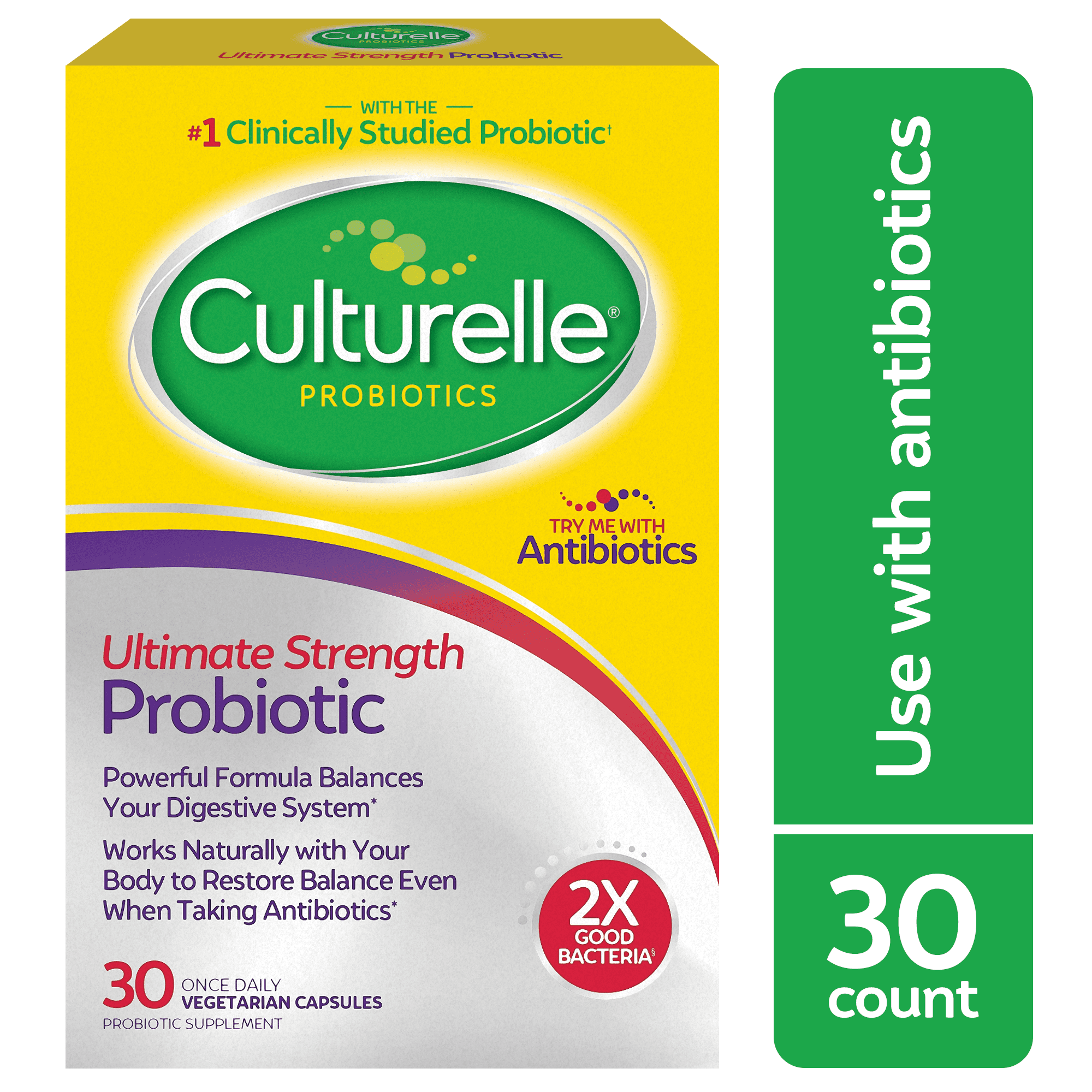 Culturelle Probiotics Ultimate Strength Probiotic Supplement, Balances Digestive &amp; Gut Health for Adults, 20 Count