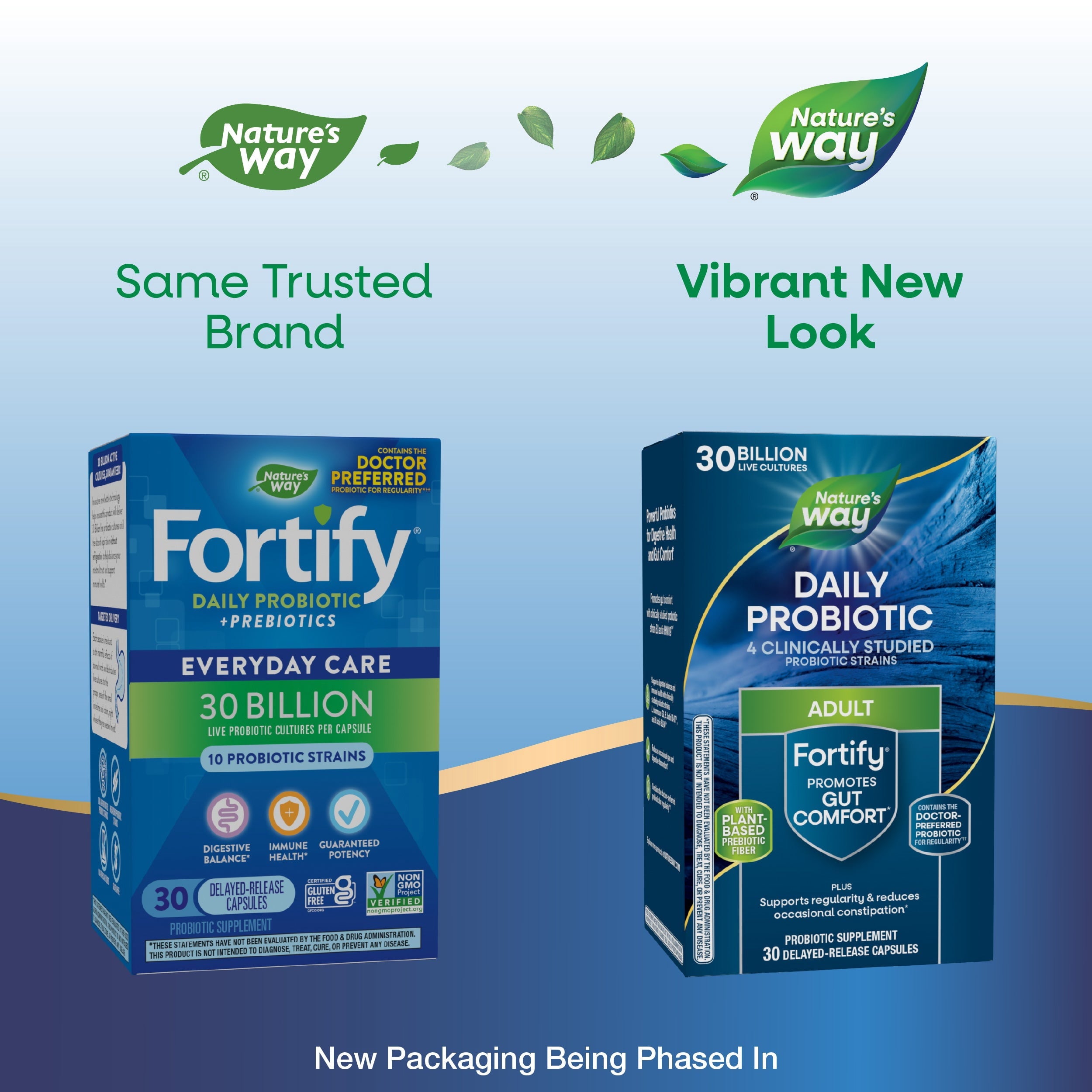 Natureâ€™s Way Fortify Daily Probiotic for Adults, 30 Billion Live Cultures, 10 Strains, Prebiotics, 30 Capsules