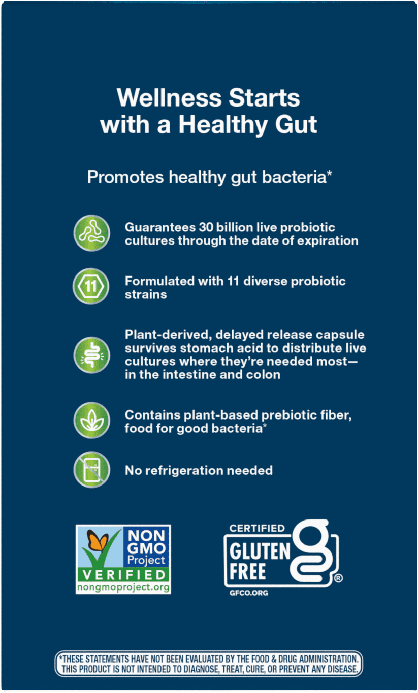 Natureâ€™s Way Fortify Daily Probiotic for Adults, 30 Billion Live Cultures, 10 Strains, Prebiotics, 30 Capsules