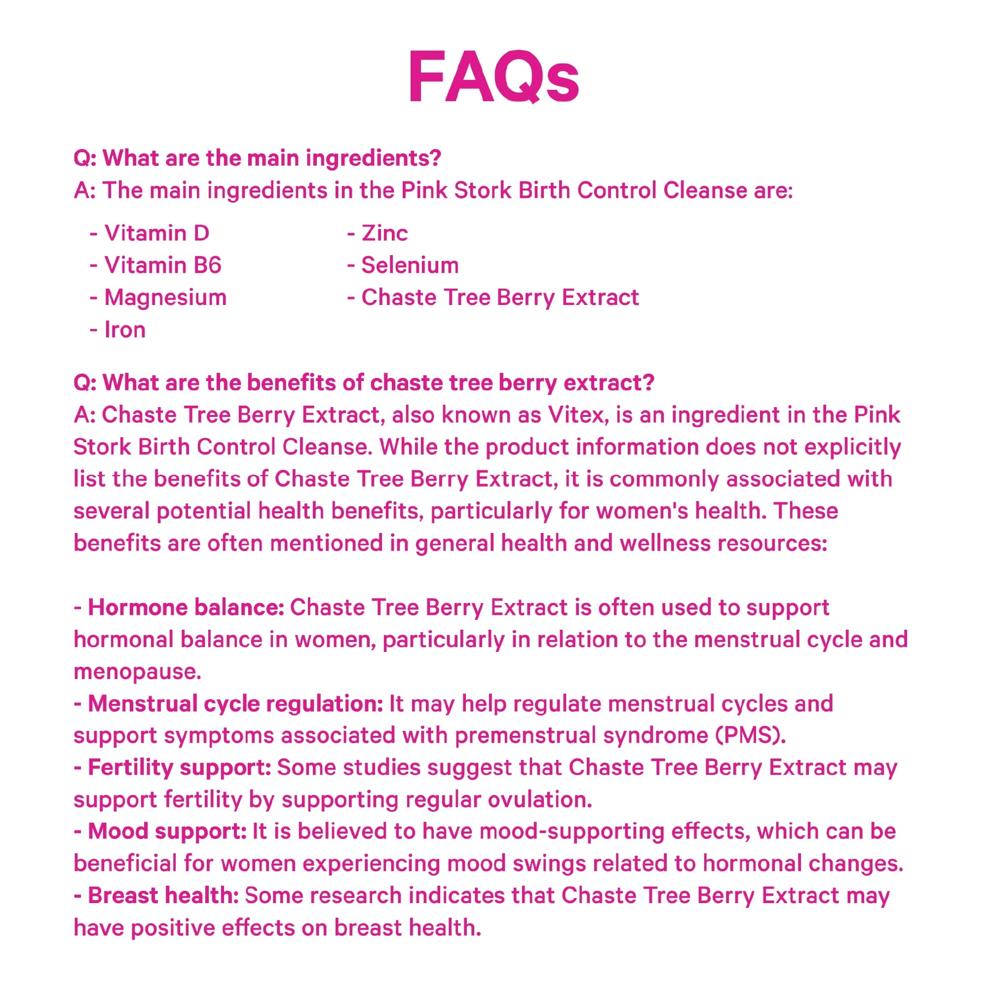 Pink Stork Birth Control Cleanse: Hormone Support with Chaste, Magnesium, Zinc, Vitamin D, 60 Capsules