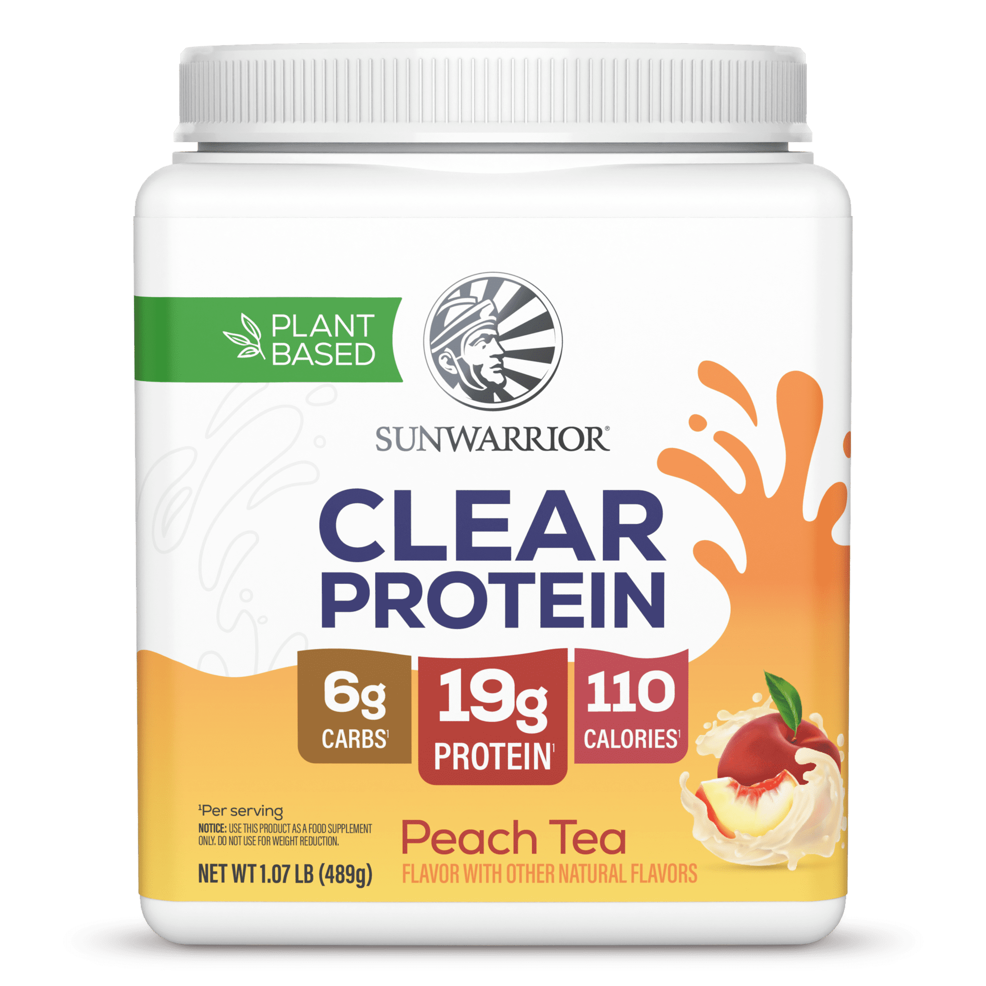 Sunwarrior Clear Plant Protein Peach Tea 491g Tub (15 SRV)