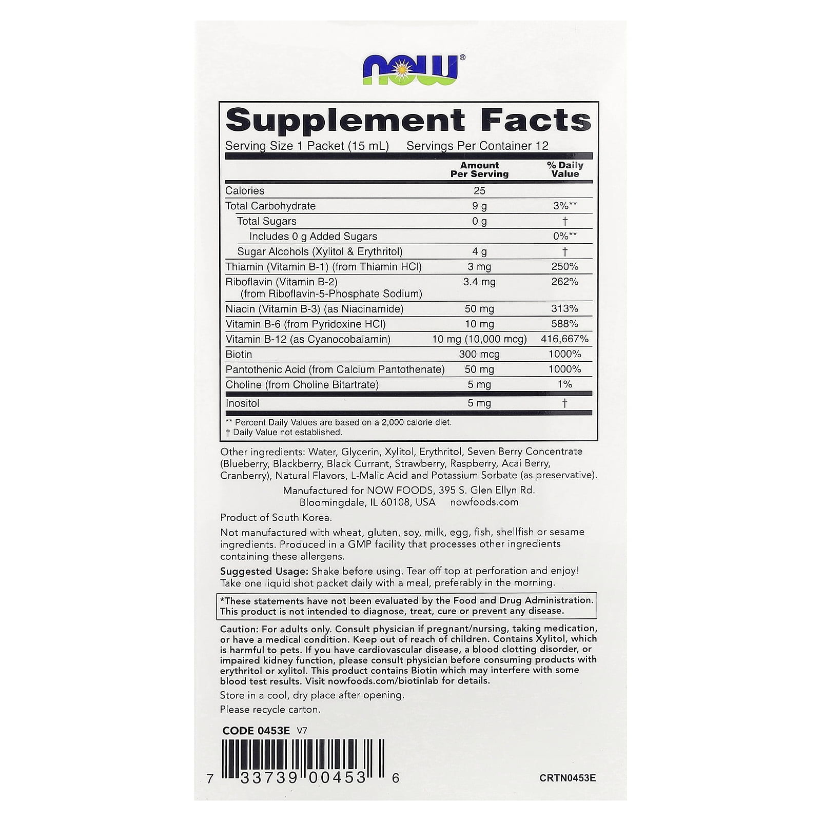Shots, B-12, Mixed Berry, 10,000 mcg, 12 Shots, 0.5 fl oz (15 ml) Each, NOW Foods