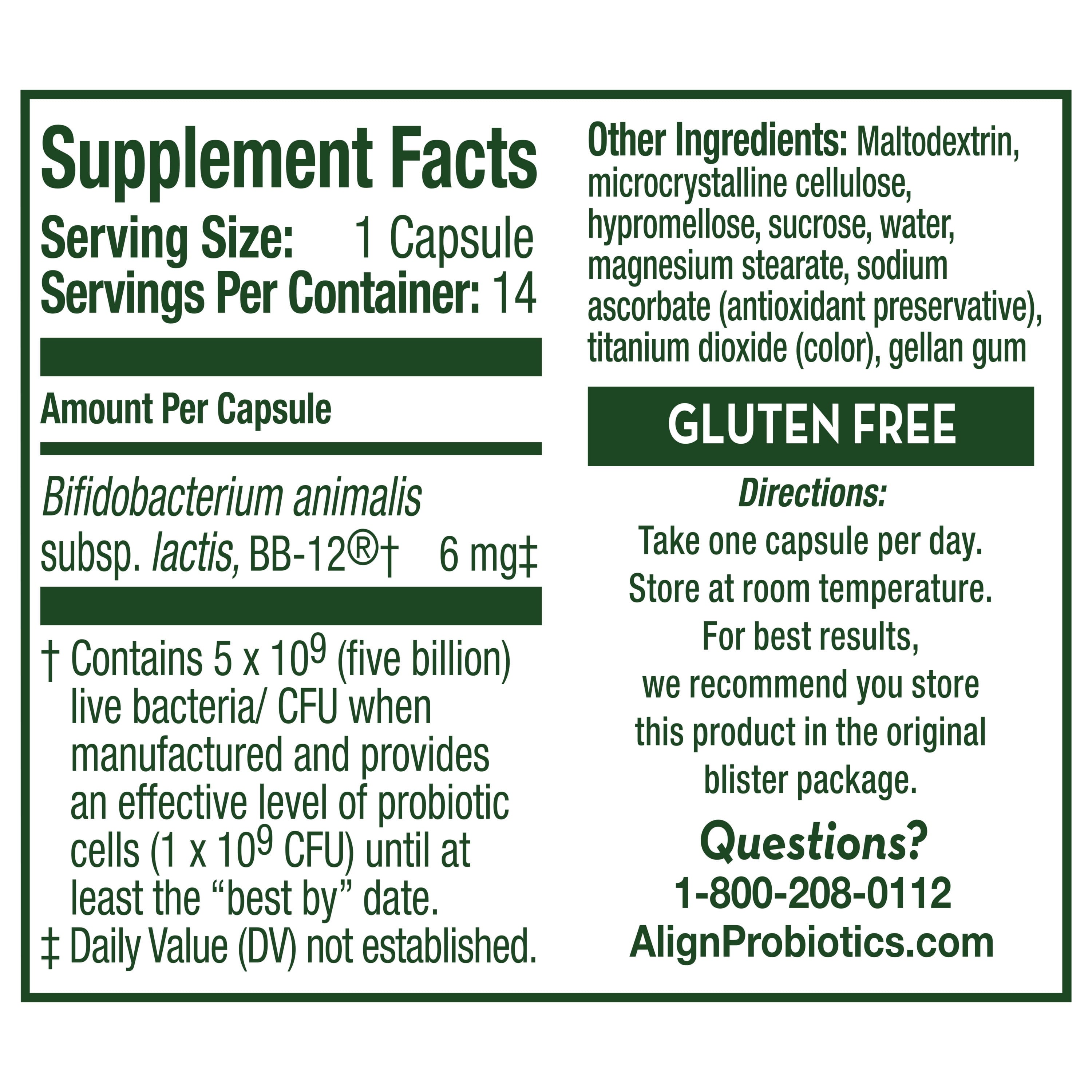 Align Probiotic Gut Health and Immune Support Capsules, Daily Supplement for Adults, 14 Count