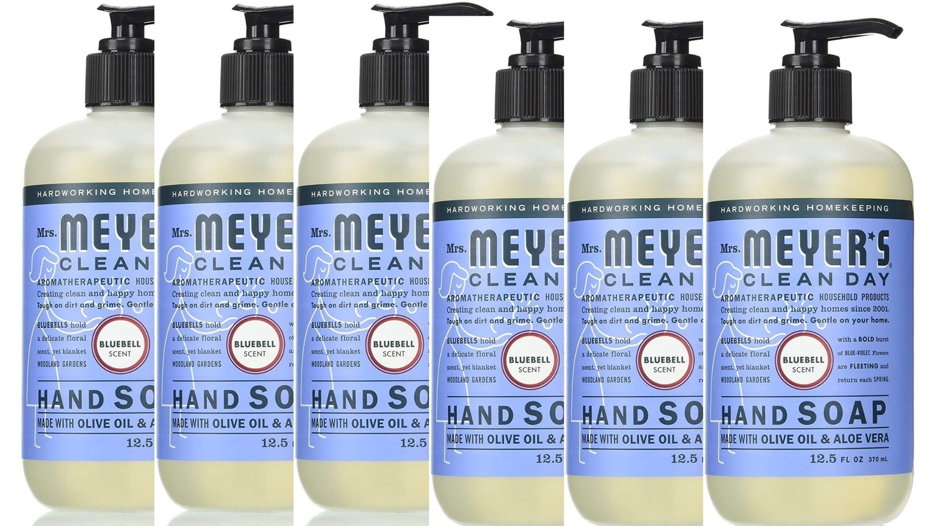 Mrs. Meyers Clean Day Natural Hand Soap Essential Oils for Hand Wash , Cruelty Free Bluebell Scented Hand Soap 12.5 Ounce (Pack of 6)