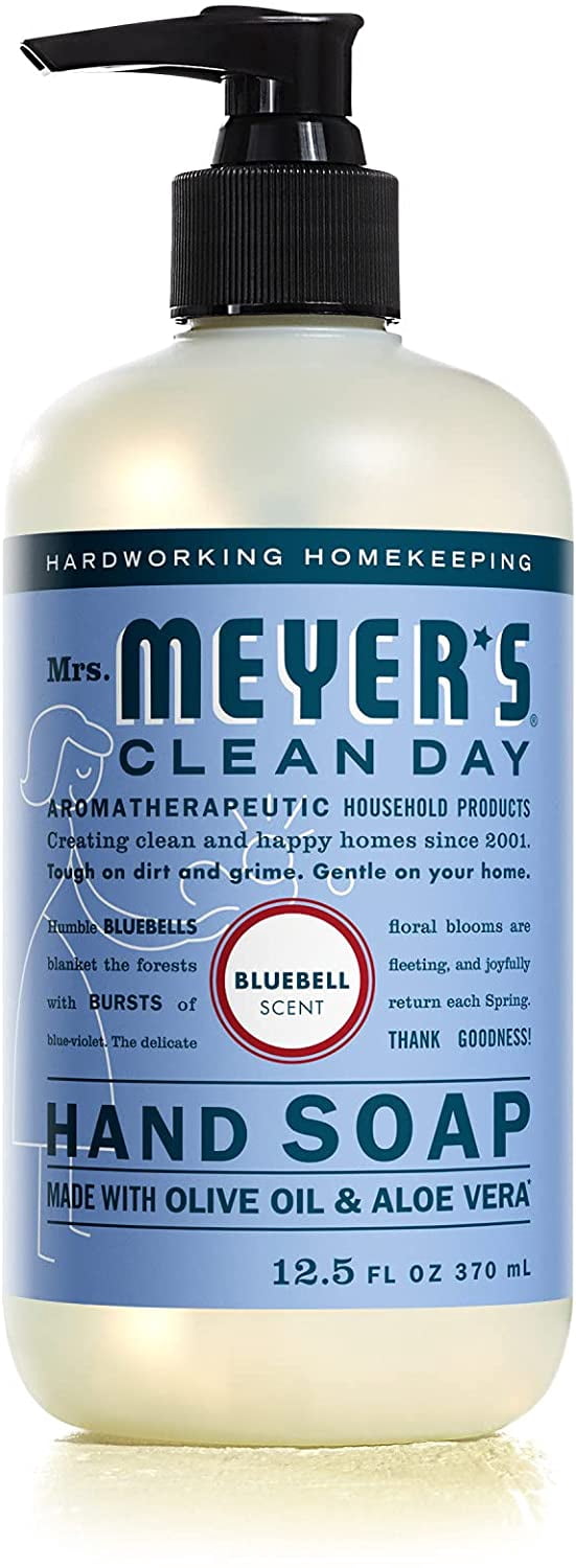 Mrs. Meyers Clean Day Natural Hand Soap Essential Oils for Hand Wash , Cruelty Free Bluebell Scented Hand Soap 12.5 Ounce (Pack of 6)