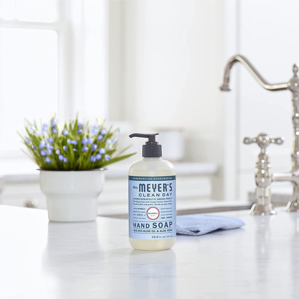 Mrs. Meyers Clean Day Natural Hand Soap Essential Oils for Hand Wash , Cruelty Free Bluebell Scented Hand Soap 12.5 Ounce (Pack of 6)