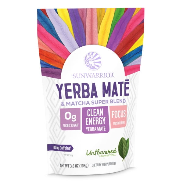 Yerba Mate + Matcha Clean Energy Superblend Powder Adaptogen &amp; Mushroom Blend with L-Theanine, Maca &amp; Lion’s Mane, Smooth Focus &amp; Calm Energy | No Crash, Sugar Free, Vegan, Unflavored 30 Servings