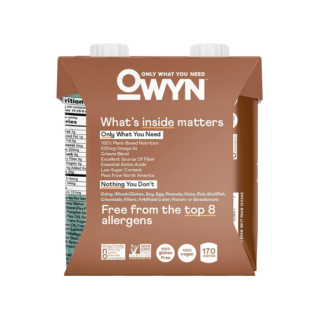 OWYN Only What You Need Double Shot Dairy Free Keto Protein Coffee Shake, Caramel Macchiato, 0g Sugar, 20g Plant Based Protein, 180mg Caffeine, Gluten &amp; Soy Free, Non-GMO, Vegan (12 Pack, 12 Fl Oz)