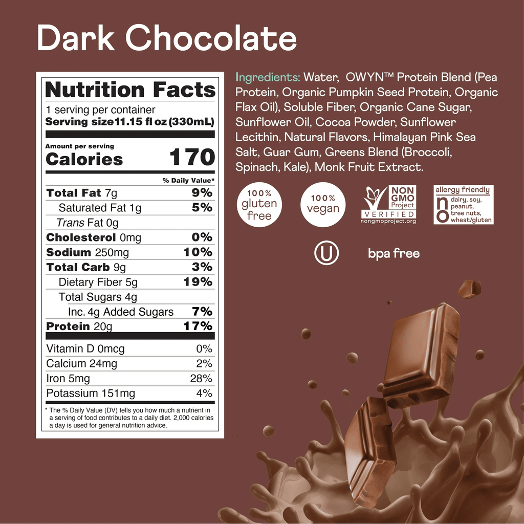 OWYN Only What You Need Double Shot Dairy Free Keto Protein Coffee Shake, Caramel Macchiato, 0g Sugar, 20g Plant Based Protein, 180mg Caffeine, Gluten &amp; Soy Free, Non-GMO, Vegan (12 Pack, 12 Fl Oz)