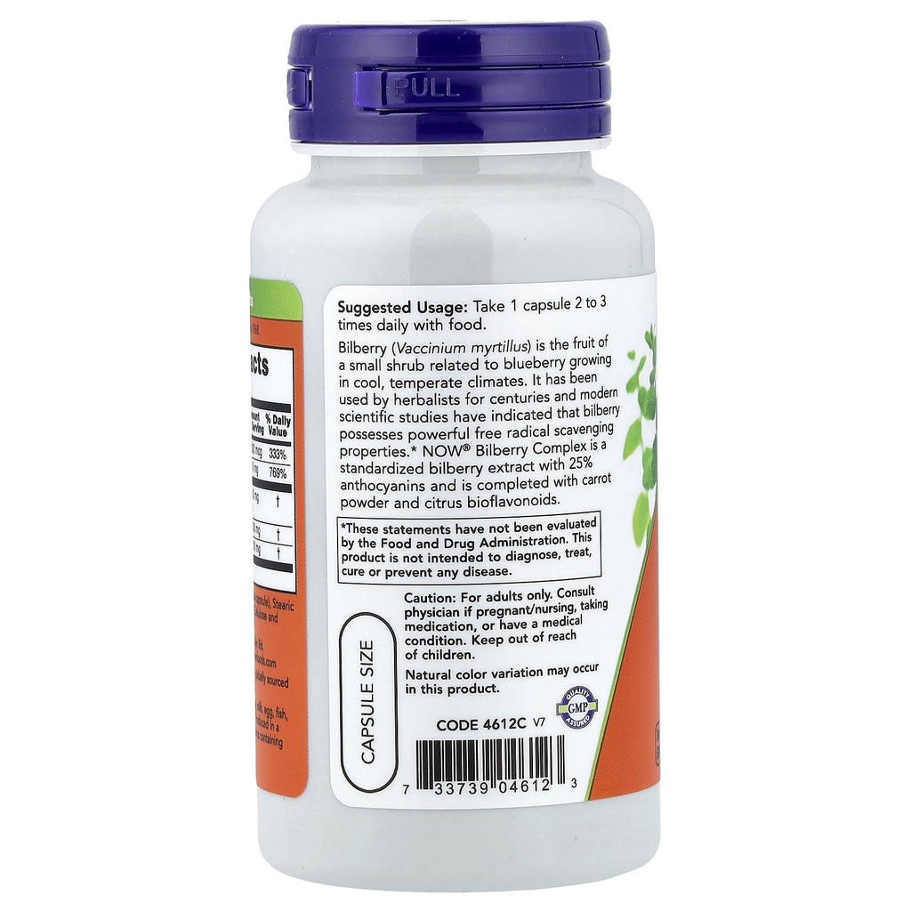NOW Foods Bilberry Complex, 100 Veg Capsules