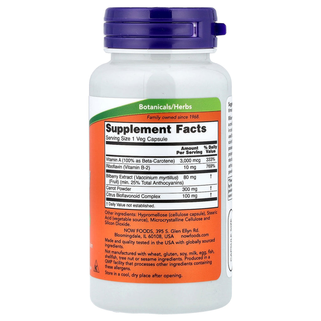 NOW Foods Bilberry Complex, 100 Veg Capsules