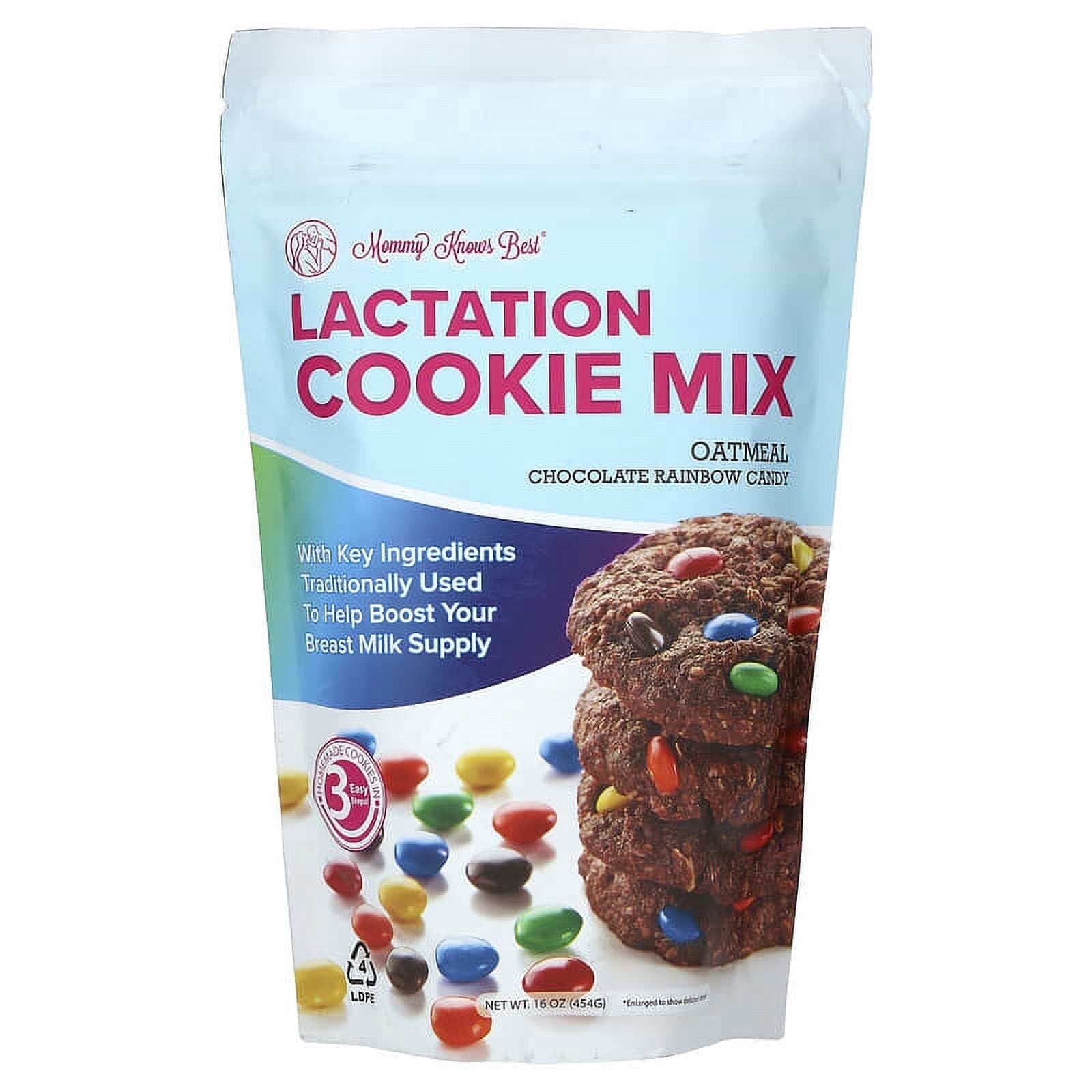 Mommy Knows Best, Lactation Cookie Mix, Oatmeal Chocolate Rainbow Candy, 16 oz Pack of 2