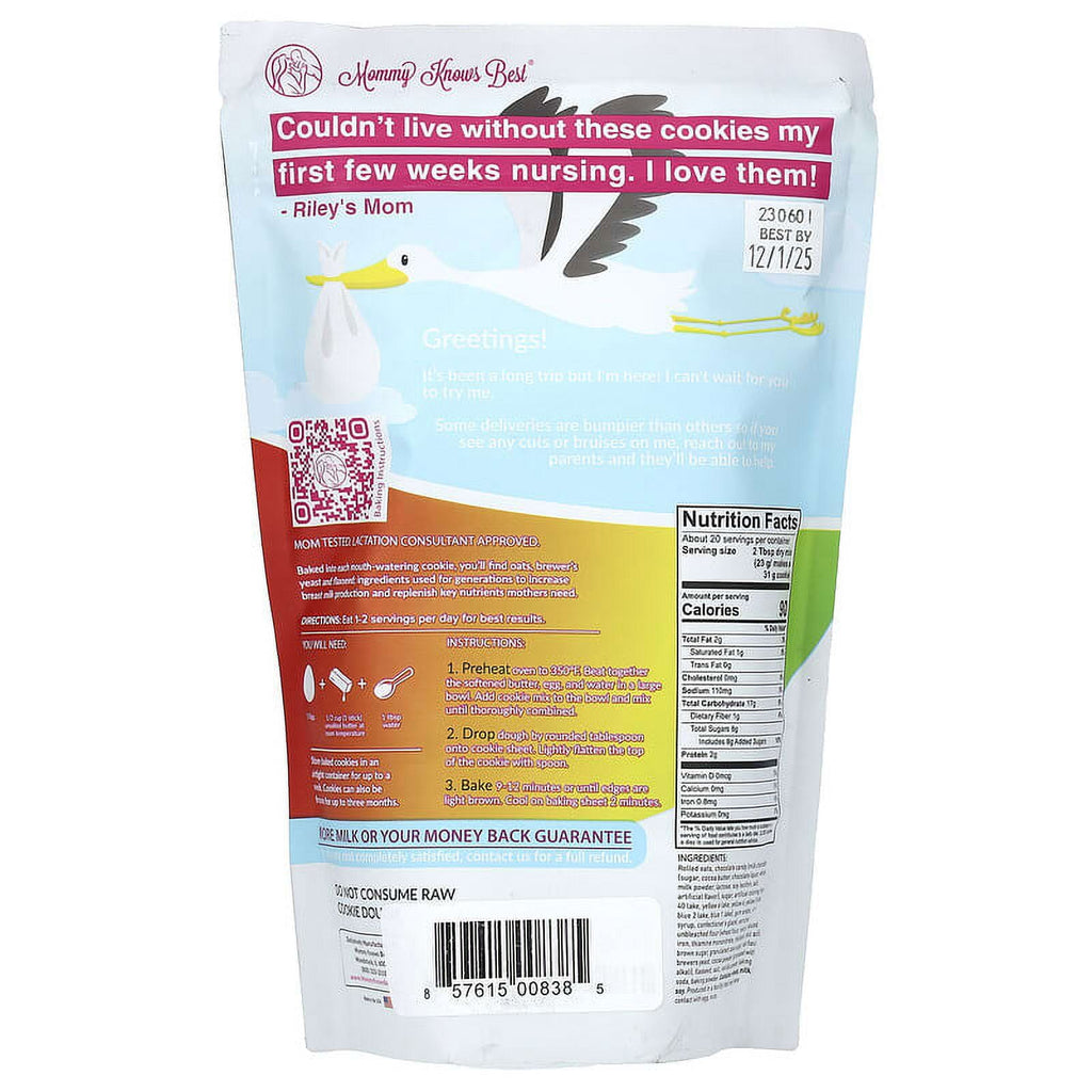 Mommy Knows Best, Lactation Cookie Mix, Oatmeal Chocolate Rainbow Candy, 16 oz Pack of 2