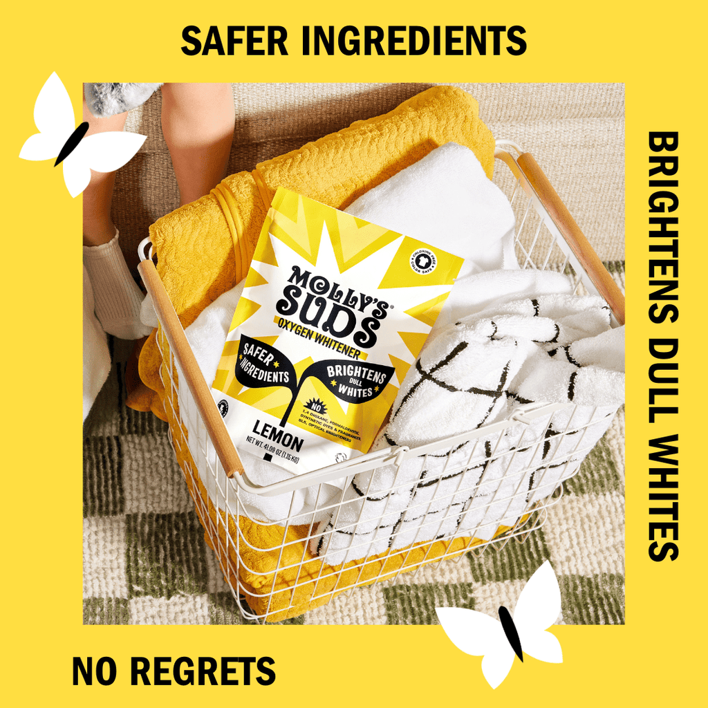 Molly's Suds Oxygen Whitener | Powerful Bleach Alternative, Chlorine Free &amp; Color Safe | Brightens Whites and Removes Stains (Pure Lemon Essential Oil - 79 oz)