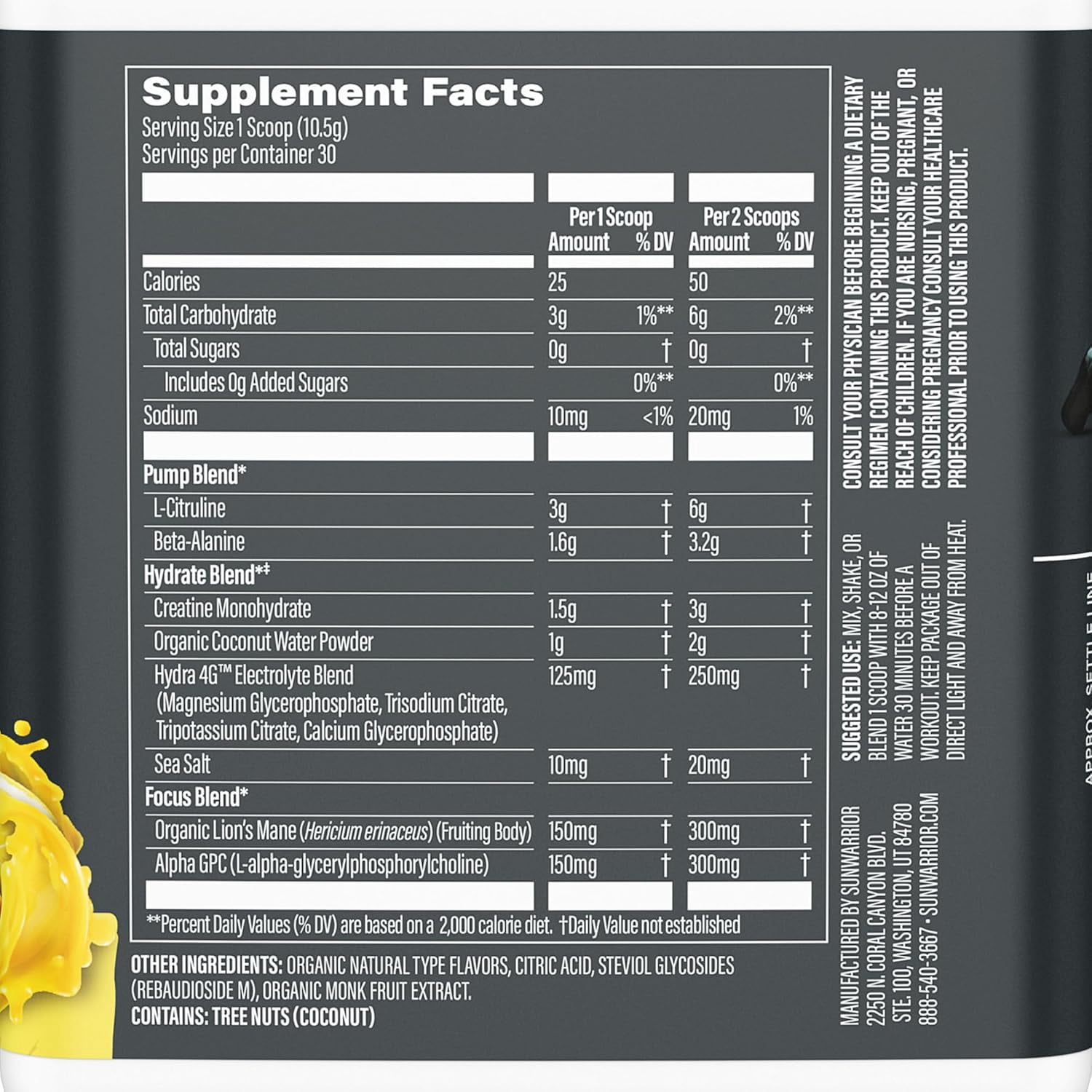 Sunwarrior Active Pre-Workout Powder for Men &amp; Women, Watermelon, 315g (30 Servings)