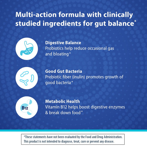 Florastor Probiotic and Prebiotic Gummies with Vitamin B12, Digestive Support, 56 ct