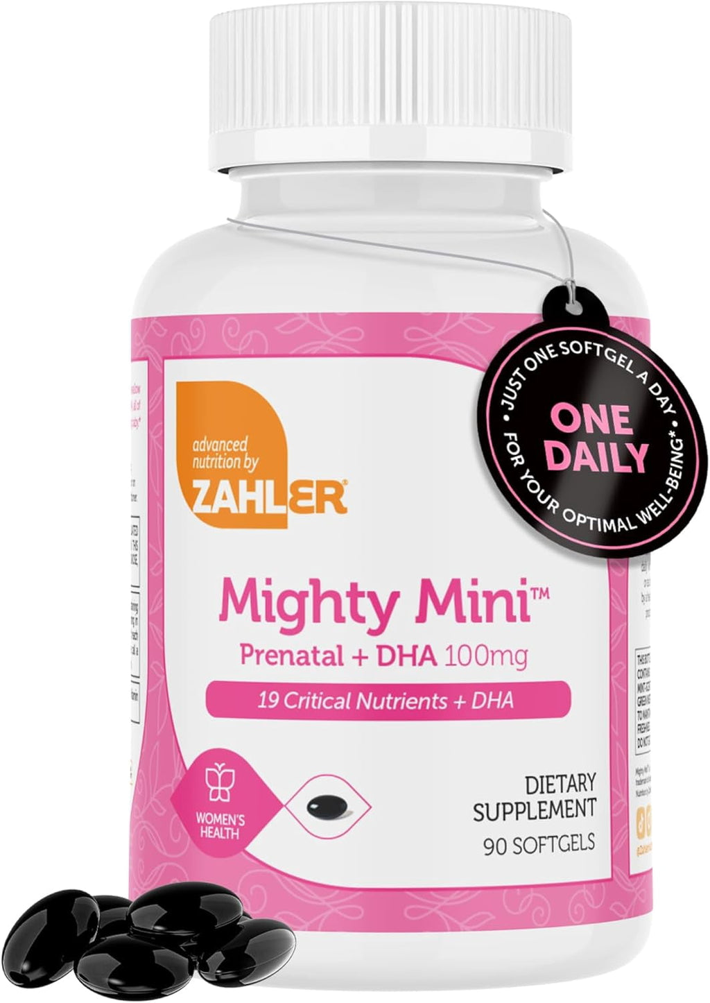 Zahler Mighty Mini Prenatal Vitamin with DHA &amp; Folate, 90 Softgels, Multivitamins for Women, Prenatal Support, Pregnancy Vitamins