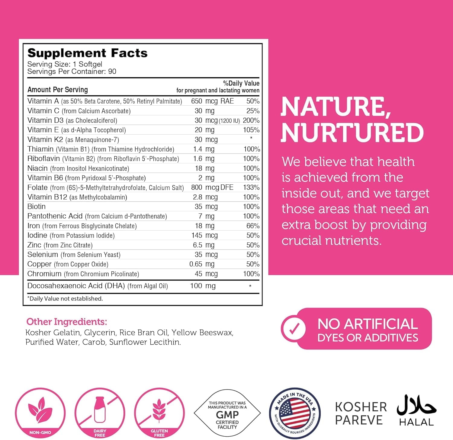 Zahler Mighty Mini Prenatal Vitamin with DHA &amp; Folate, 90 Softgels, Multivitamins for Women, Prenatal Support, Pregnancy Vitamins