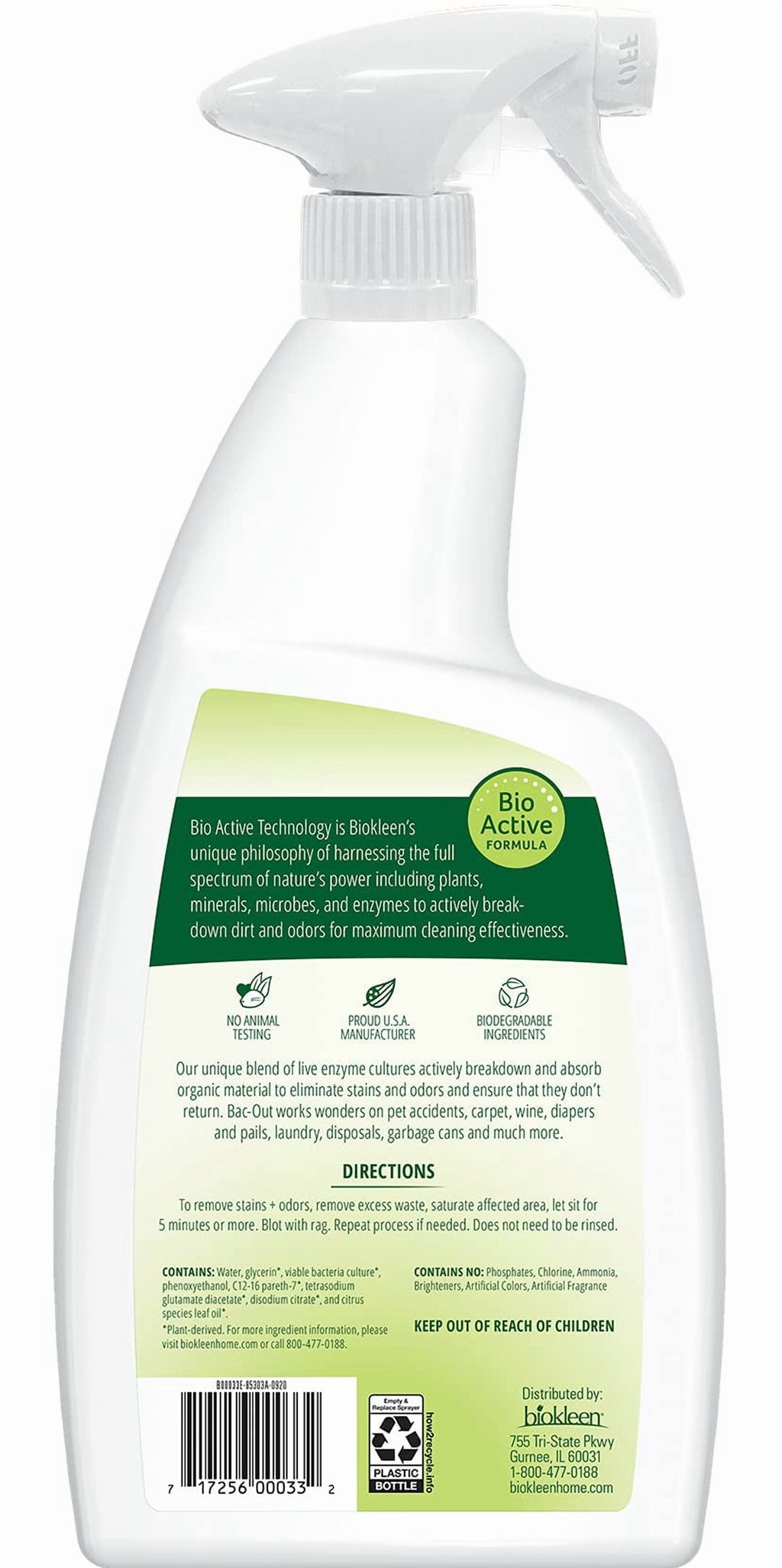 Biokleen Bac-Out Stain And Odor Eliminator With Foaming Sprayer, 32 Ounces
