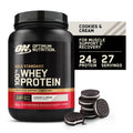 Optimum Nutrition Gold Standard 100% Whey Protein Powder, Cookies &amp; Cream, 24g Protein, 2 Lb