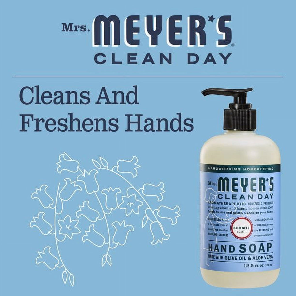 Mrs. Meyer's Clean Day Liquid Hand Soap, Bluebell, 12.5 oz Bottle (Pack of 6)