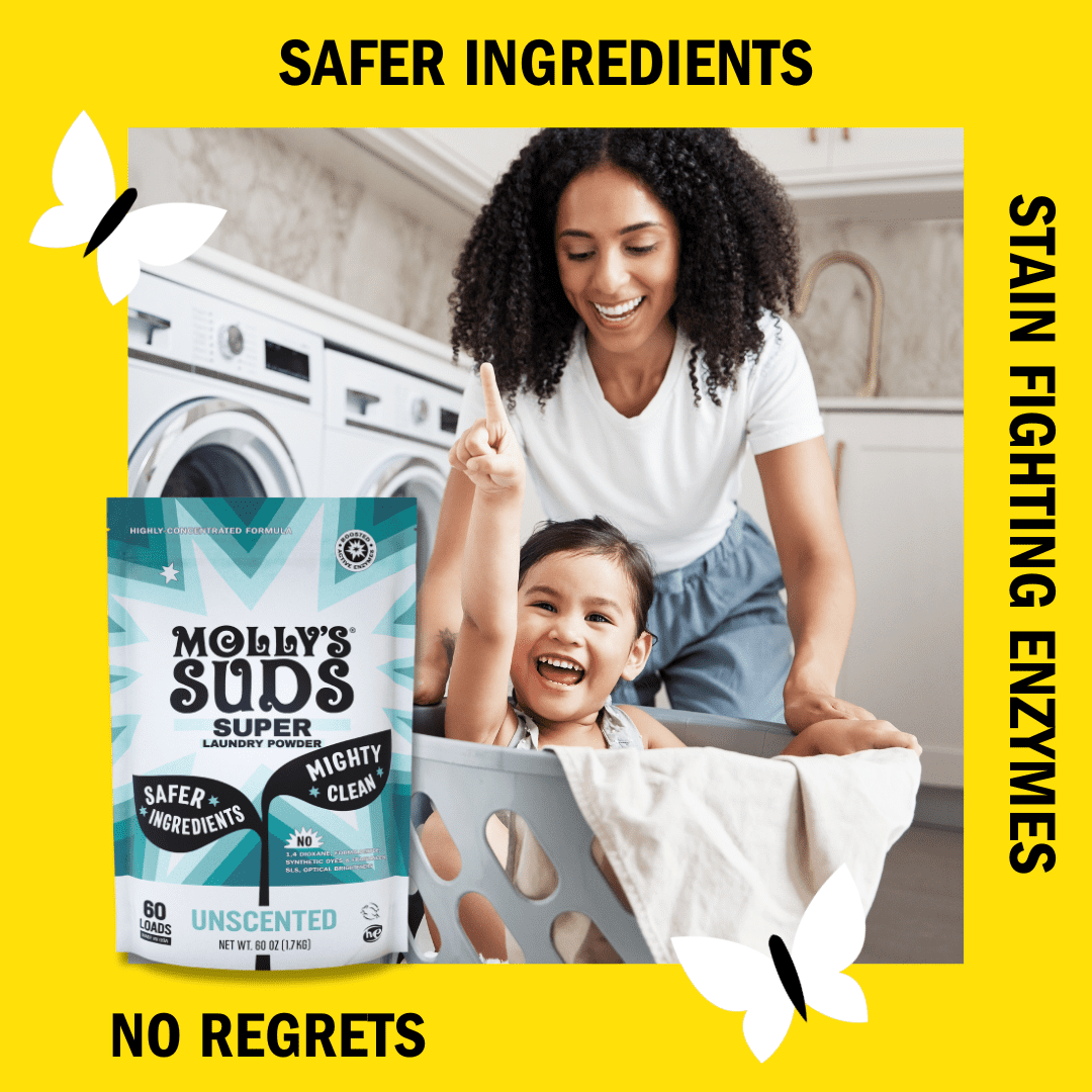 Molly's Suds Unscented Super Powder Detergent | Natural Extra Strength Laundry Soap, Stain Fighting | Sensitive Skin | Earth Derived Ingredients | 60 Loads